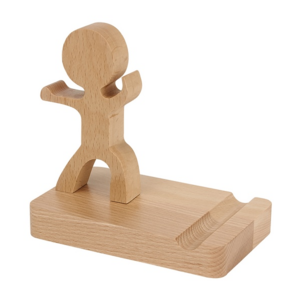 KTC 310, BASE CHOOYU. Base de madera para smartphone con forma de muñeco.